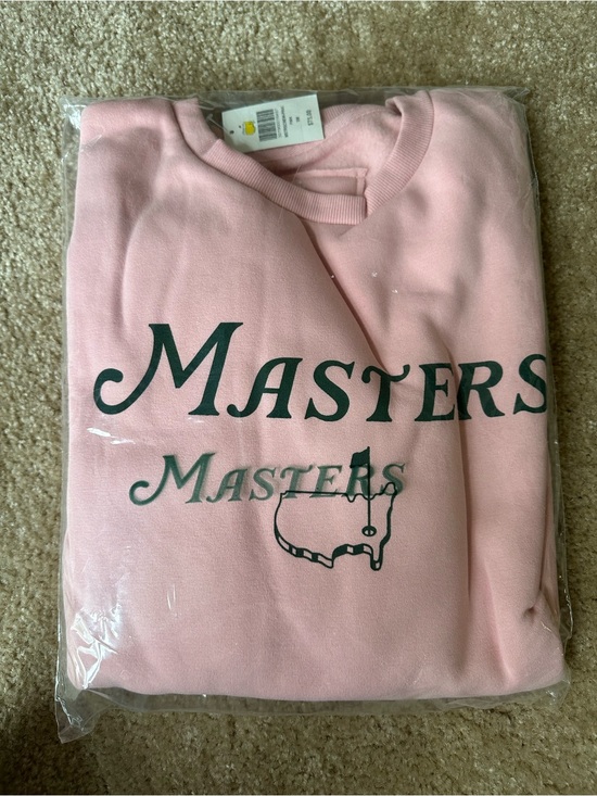 Masters Sweaters - Masters womens small Pink Crewneck Sweatshirt with Dark Green Logo